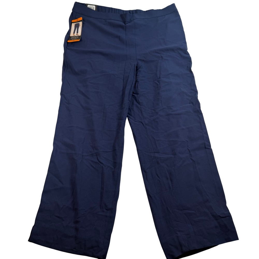 Banana Republic Navy Blue Pull-On Pants Womens Size 16 Elastic Waist Workwear